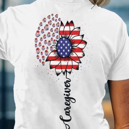 USA Flag Flower Caregiver Apparel - Patriotic